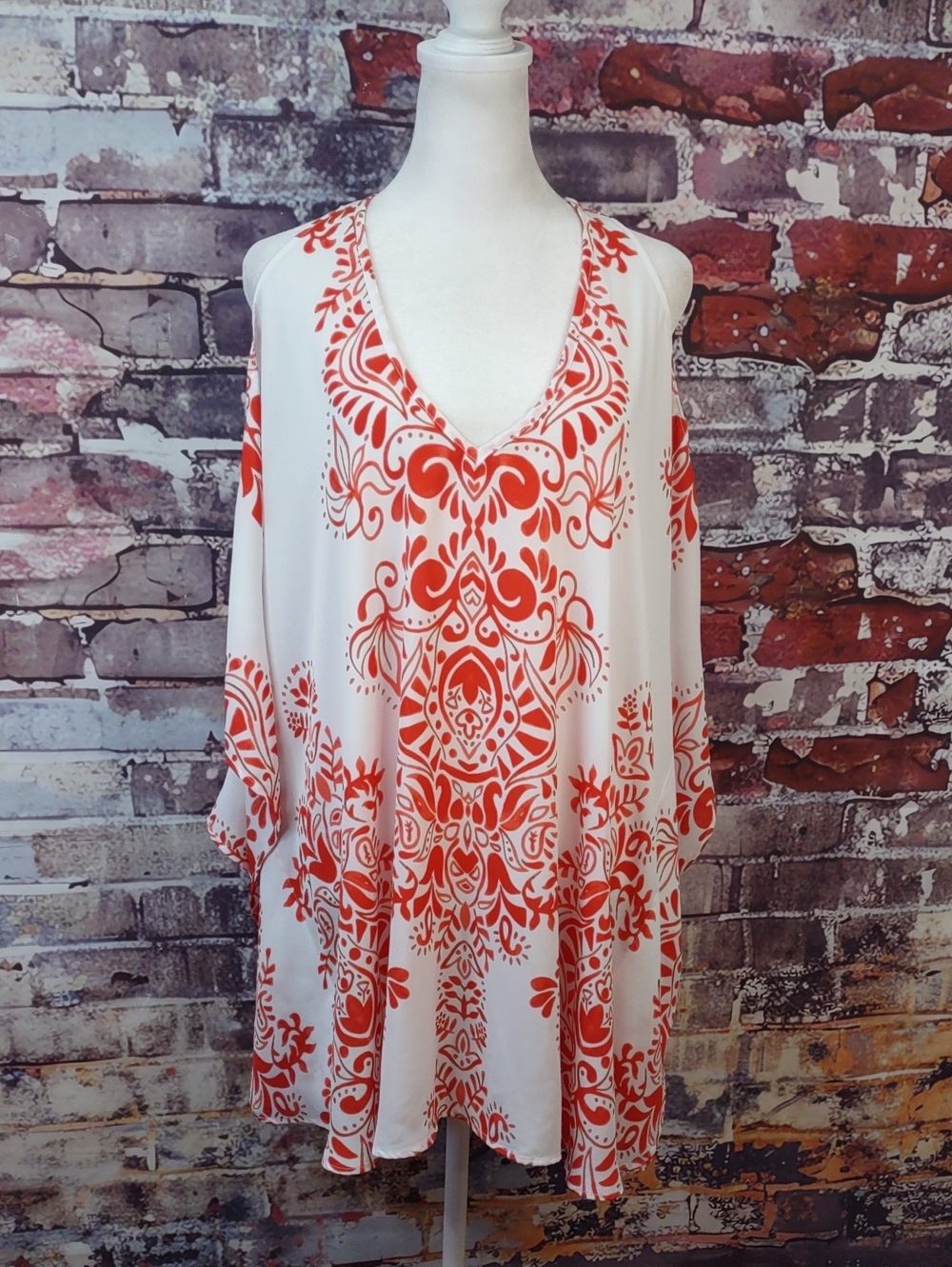 Show Me Your MuMu "Peta-Boo" Poncho Style Tunic with Cold Shoulder Design